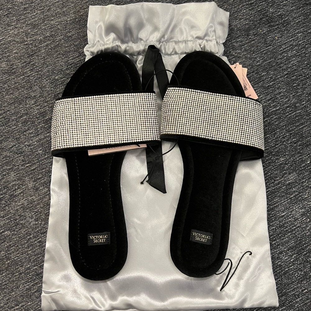 VS rhinestone slippers